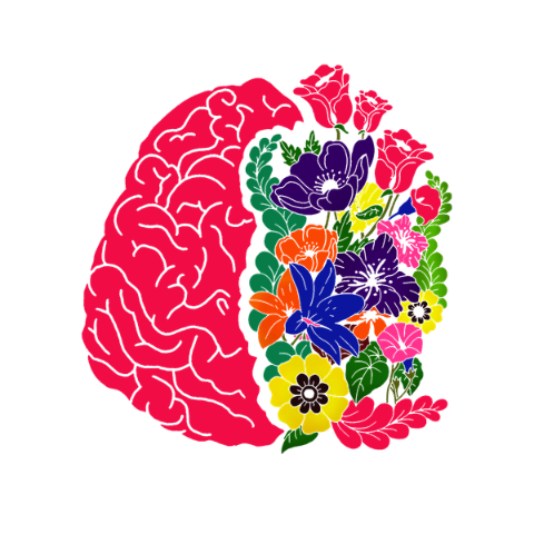 Brain in bloom: one half anatomy, one half in flower