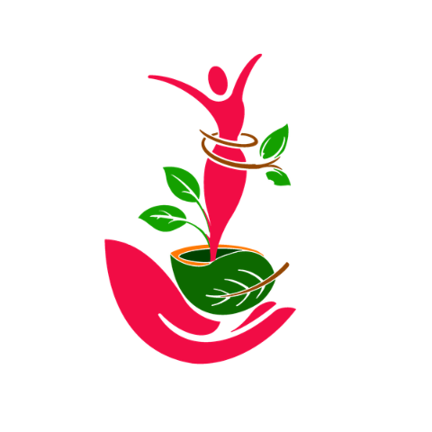 Figure growing from a leaf bowl held in a hand