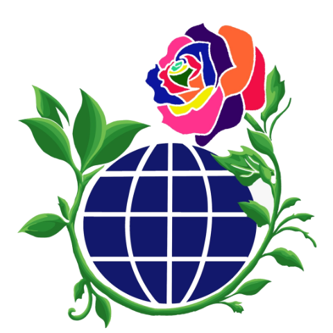 Globe with a rainbow rose