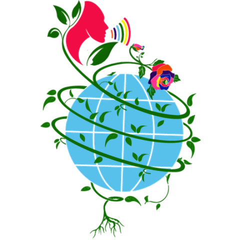 Globe with a rainbow rose